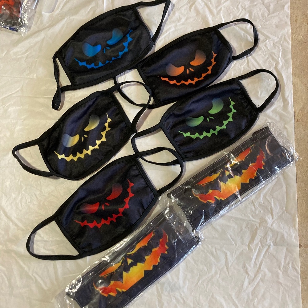 Seven Jack-o-Lantern Face Masks New